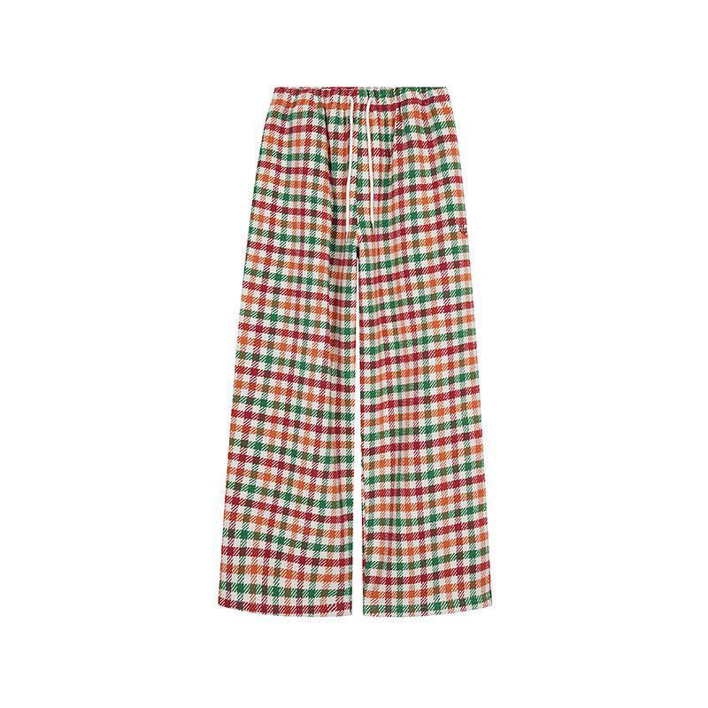 EON Spring 26 Women's Retro Rainbow Plaid Wide-Leg Pants
