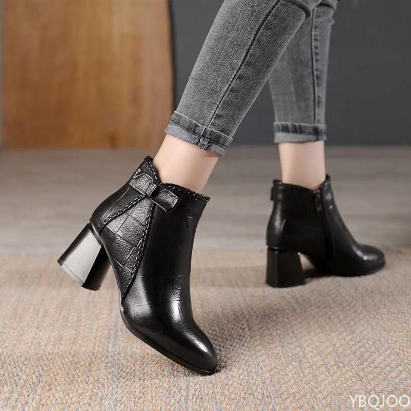 Fashion Autumn Women's Platform Shoes New Stiletto Heel Heeled Ankle Boots Winter Versatile Pointed Toe Warm Short Boots