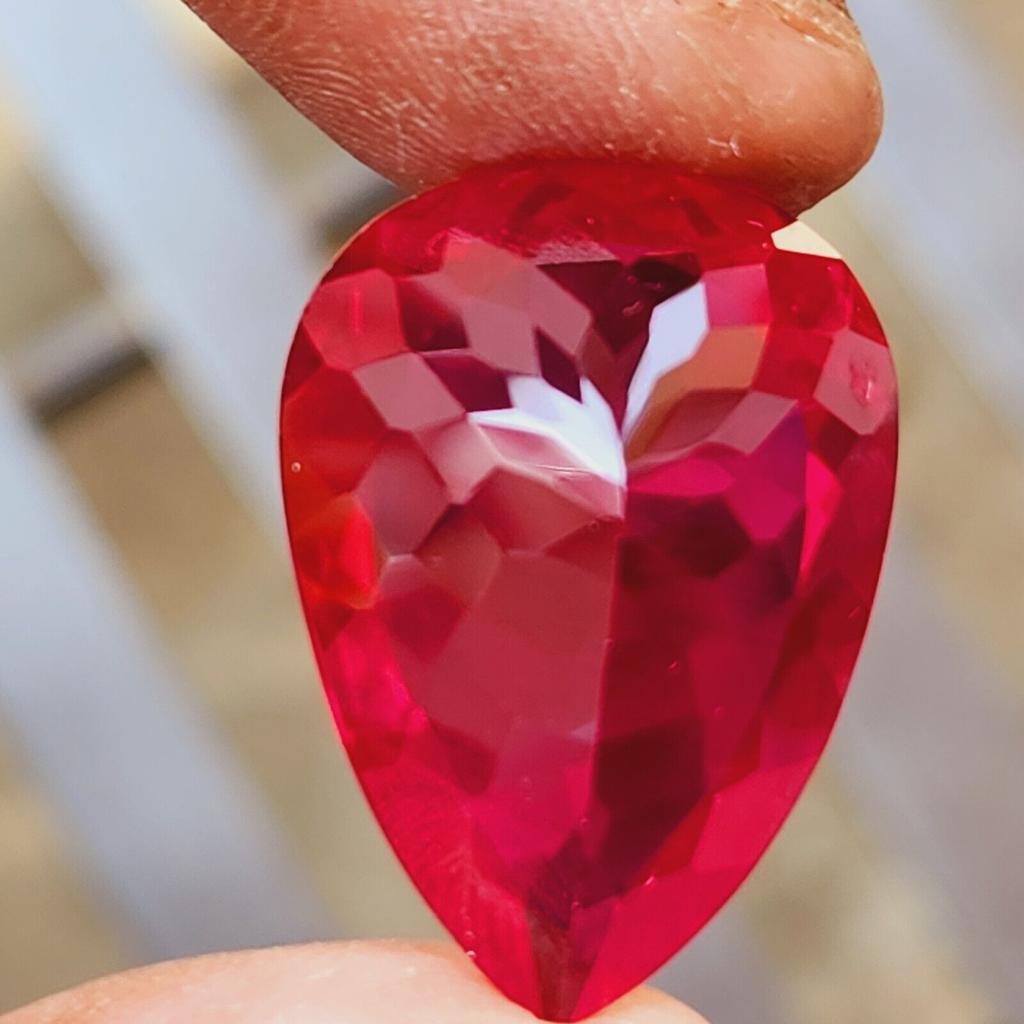 39 Ct Natural Mozambique Rich Red Ruby Pear Shape Certified Loose Gemstone