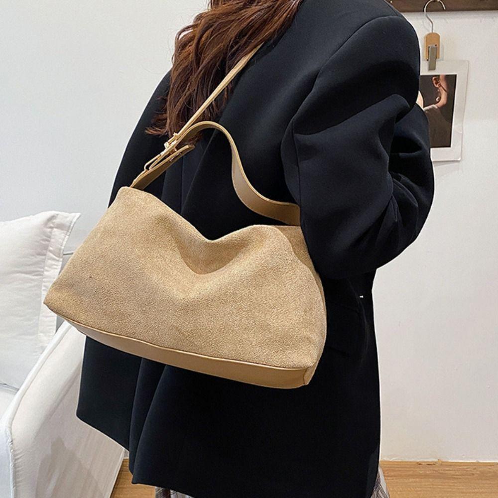 Large Capacity Hobo Bag Fashion Ladies Crossbody Bag Waterproof Suede Shoulder Bag Girls