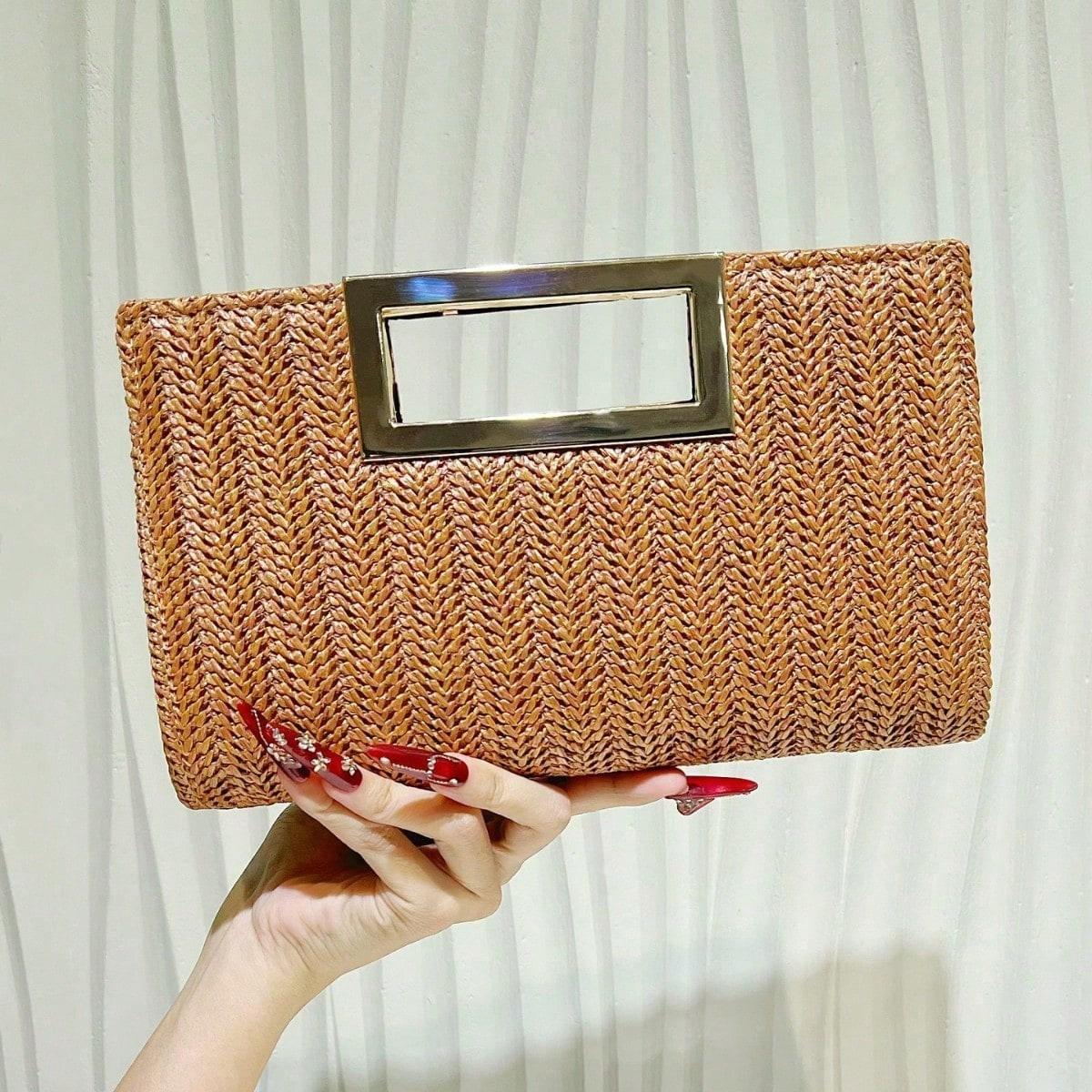 Sac Tissé pour Femme Sac Pochette Sac Bandoulière Sac pour Femme brown multicolore