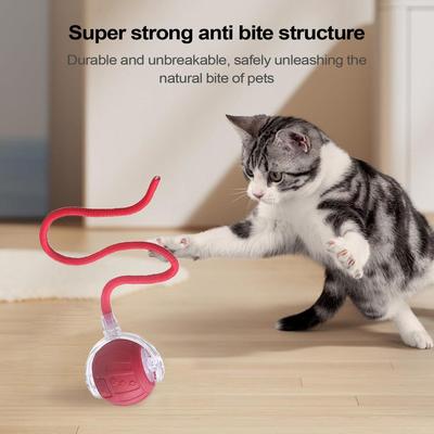 Interaktives Katzenspielzeug Ball Automatisches Rollspielzeug für Wohnungskatzen Elektrischer Smart-Ball mit Schwanzseil zur Jagdsimulation für Kätzchen