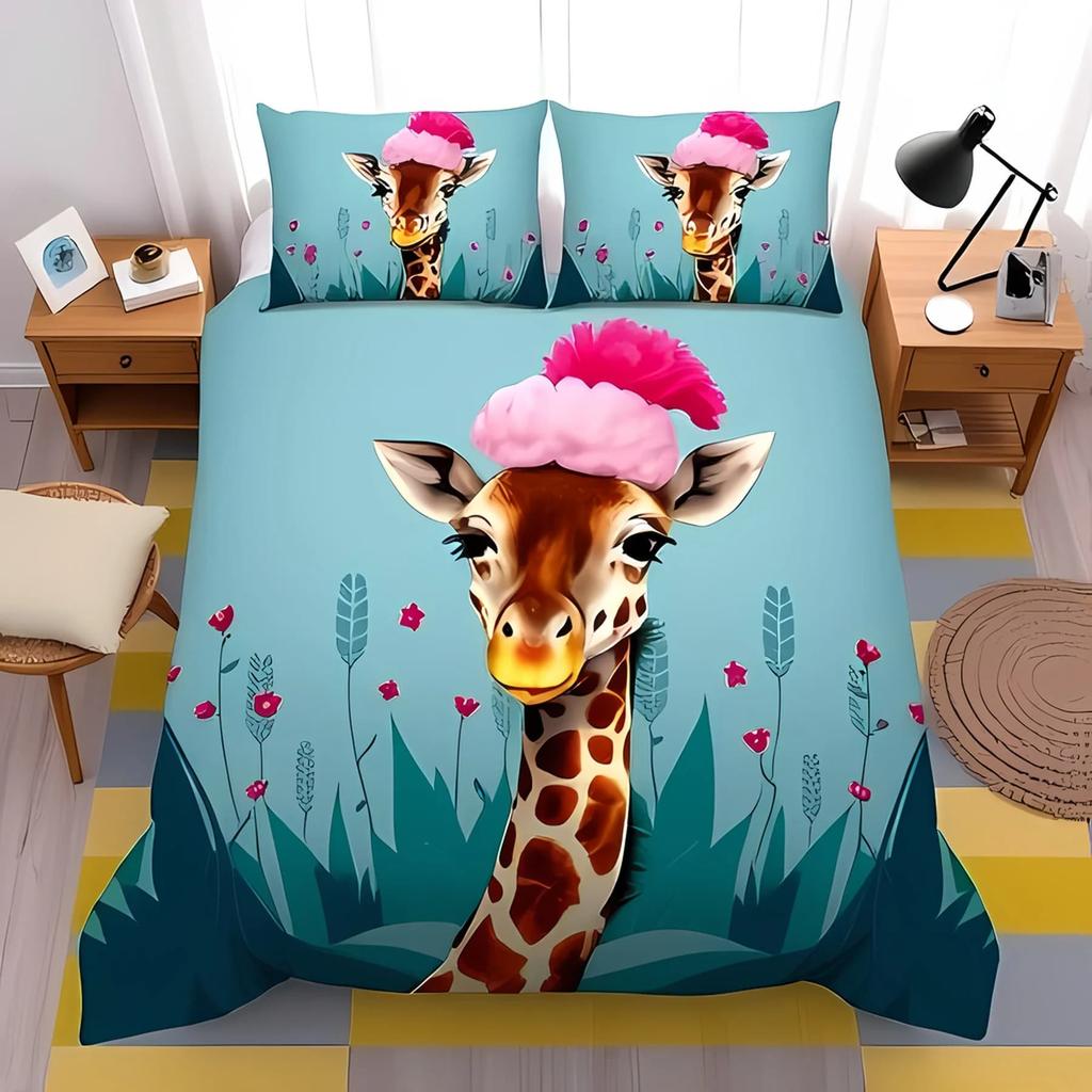 Lovely Girafe Soft Duvet Cover Children's Favorite Girafe Quen Comfortable Quilt Cover Girafe Lovers Gift Bed Decoration Warm plus Comfortable