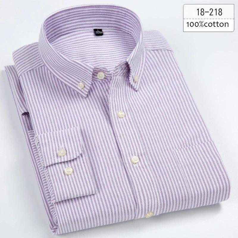 Hight Quality Plus Size 100%cotton Oxford Long-sleeve Shirts for Men Slim Fit Formal Plain Shirt Soft White Office Clothes