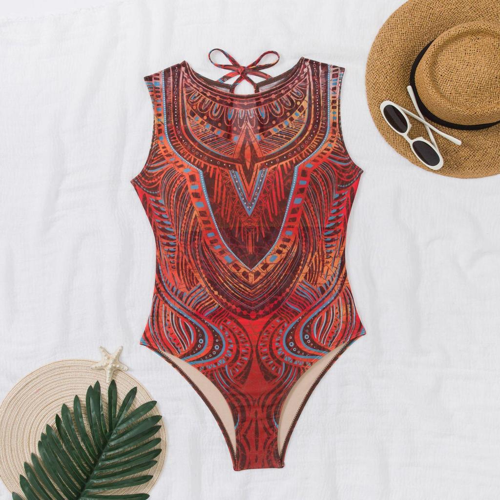 Dámské vícebarevné síťované jednodílné plavky s dlouhým rukávem a ochranou proti slunci