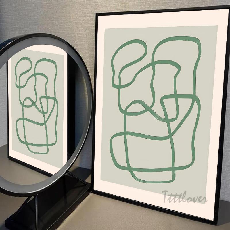 1pc Green Botanical Vase La Mela Van Gogh Abstract Line Poster Paper Print Home Bedroom Entrance Art Painting Decoration