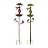 Bird Feeder with Solar Light Outdoor Decorative Garden Decor Wrought Iron Rabbit Holding Umbrella Anti-Rust Bird Feeder Stake for Yard Lawn Patio