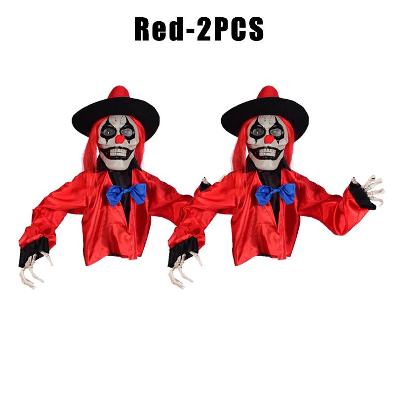 Screaming LED Clown Ground Stake Halloween Motion Activated Animatronic Yard Prop Weatherproof Terror Decoration Instant Setup