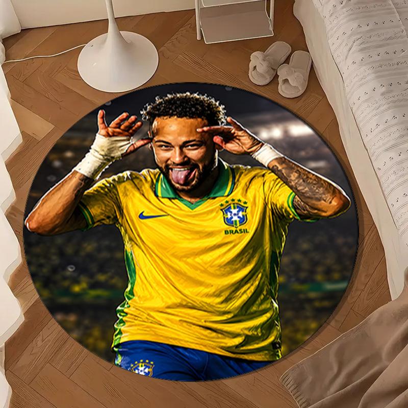 Brazilian Football Star Round mat Home Decor, Chair rug For livingroom,Bedroom, doormat home decor Birthday Gift Christmas Gifts