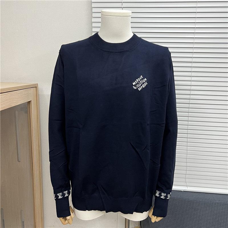 

Trendy Unisex Jacquard Knit Round Neck Sweater with Small LV Logo Small синій