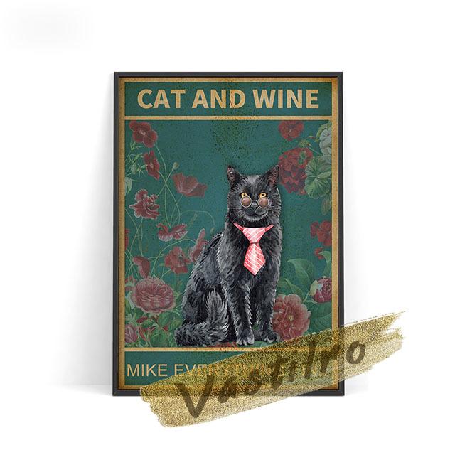 Vintage Wall Art Print Custom Cat Poster Cute Animal Portrait Oil Painting Cat Lover Gift Wallpaper