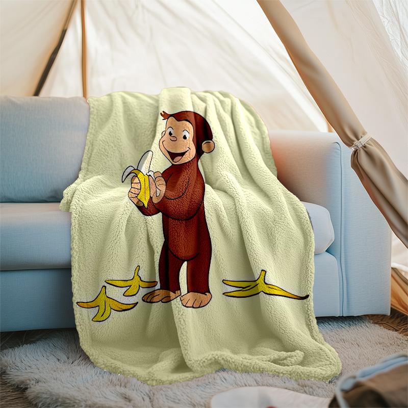 Curious George printed throw blanket—lightweight,soft,warm;versatile blanket for all seasons—perfect as &air-conditioning throw,nap blanket