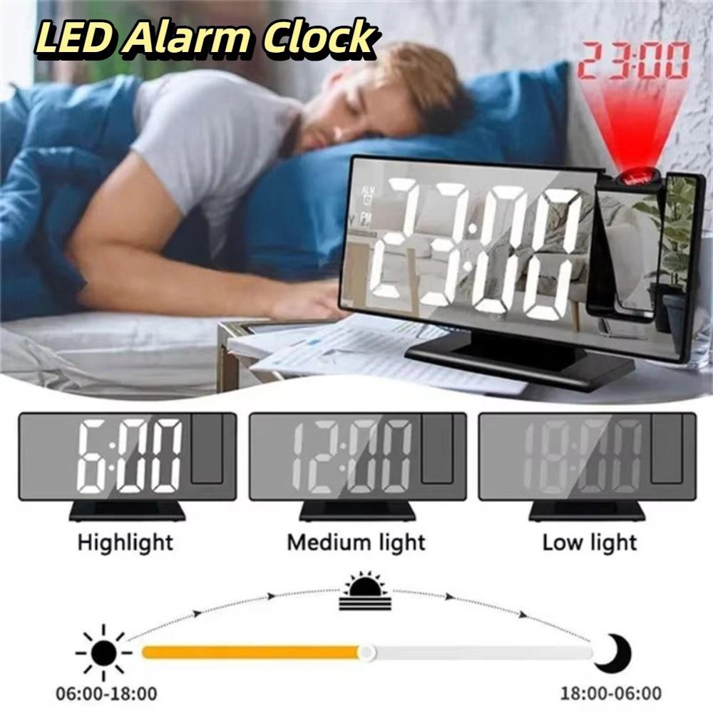 Temperature Display Projection Alarm Clock Backlight LED Alarm Clock  Wall Mount