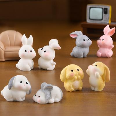 Resin Rabbit Figurine Miniatures Ornament Rabbit Resin Ornaments For Holiday Celebrations Decoration Home Decor