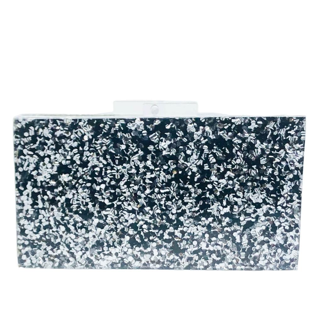 Boutique De FGG Evil Eye Acrylic Purse Women Black Evening Bags and Clutches Chain Shoulder Crossbody Bag Party Prom Clutch