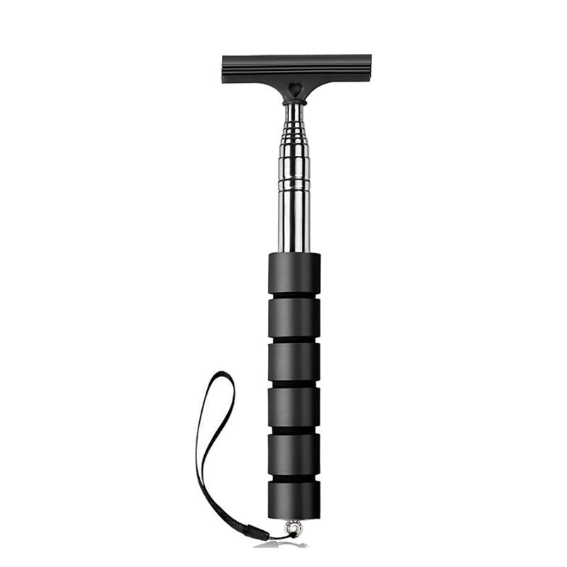 

Автомобильный стеклоочиститель для зеркала заднего вида, телескопическая выдвижная щетка из нержавеющей стали с многослойной головкой, щетка для мытья окон, ручной дворник чёрный