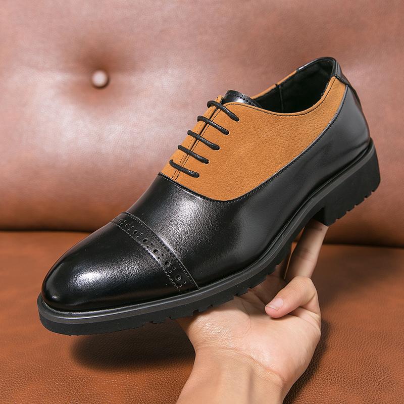 Fashion New Britain Suede Mixed Patchwork Oxford Leather Shoes Men Dress Wedding Prom Homecoming Party Footwear Sapatos Tenis Masculino