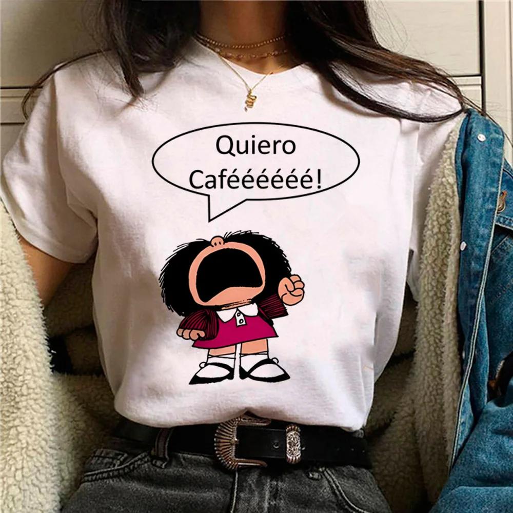 Mafalda Tshirt Women Japanese T Shirt Female Comic Clothing Y2k Top Women Clothing Kawaii Clothes