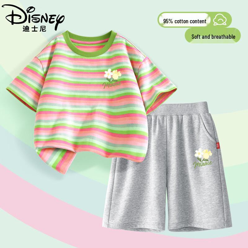 Disney Girls Striped Short-Sleeve Top & Shorts Set 110