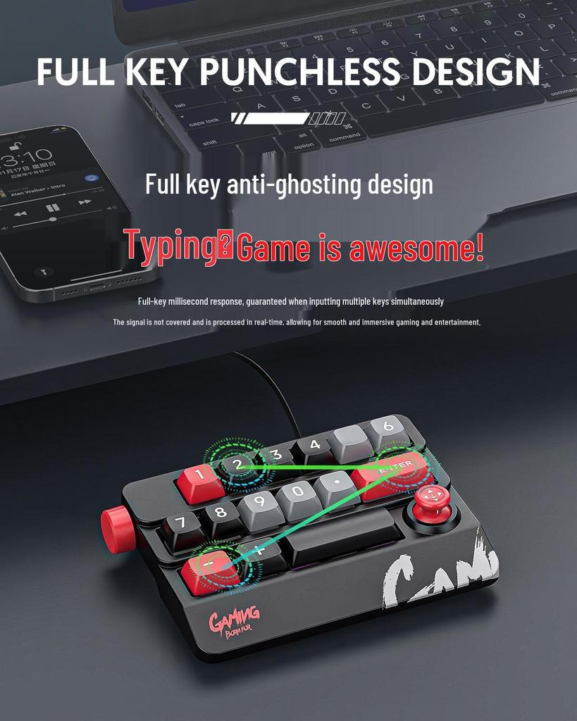Mechanical Mini Keyboard with Hot-Swappable Red Switches and TYPE-C Wired Connection for Gaming, Office, and Financial Use.