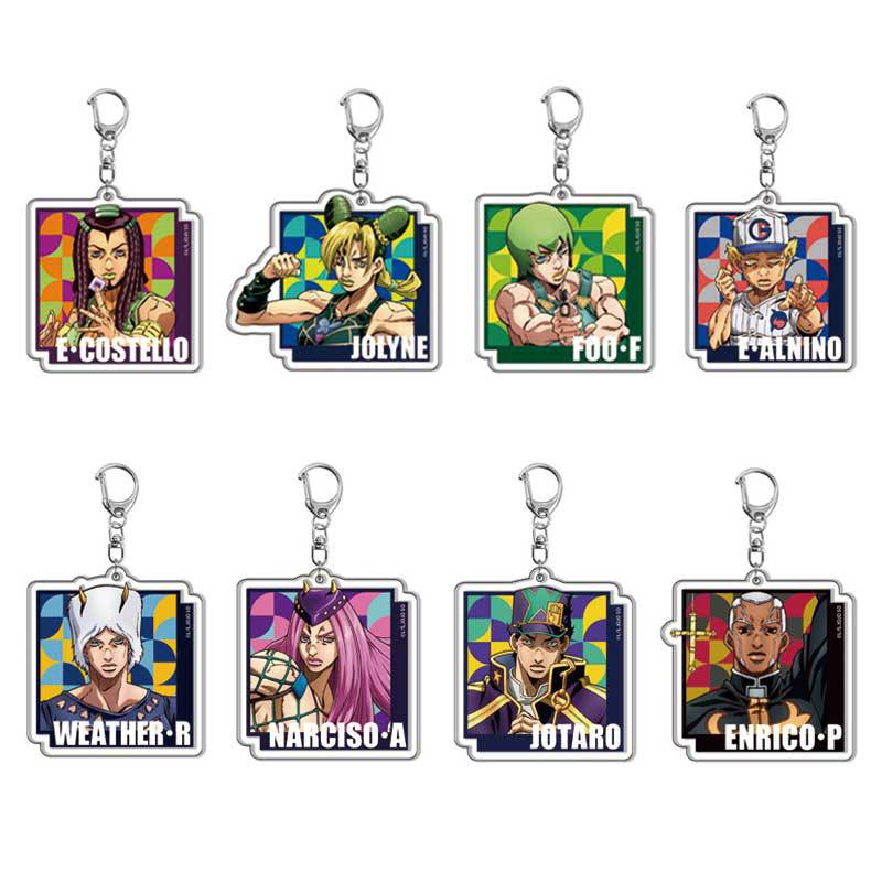 

Брелок для ключей JoJo s Bizarre Adventure квадратной формы, японская анимация, сувенирный брелок для ключей, акриловая сумка, брелок с подвеской