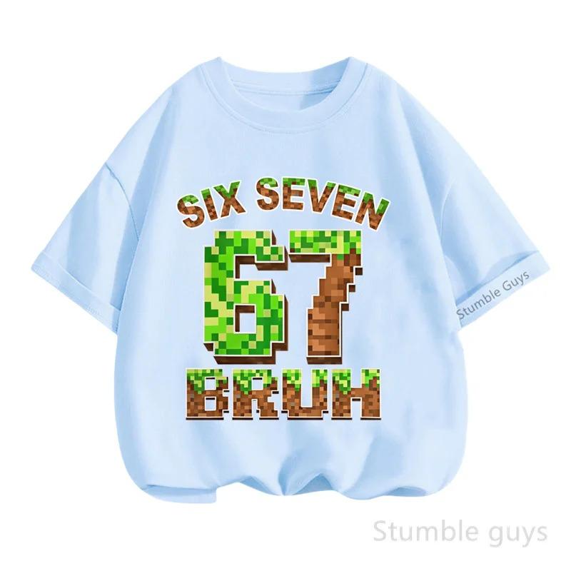 Summer Cartoon Tops 67 Print Tshirt Six Seven T-shirt Kids Boys Clothes Girls Short Sleeve Wear