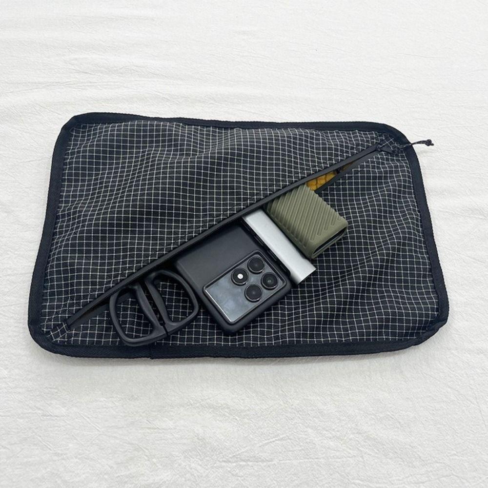 Grid Pattern Pillow Storage Bag 2-in-1 Camping Headrest Durable Travel Pouch Camping Sleep