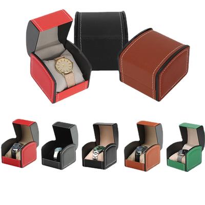 Faux Leather PU Watch Storage Box Display Case Single-Grid Removable Pillow Gift