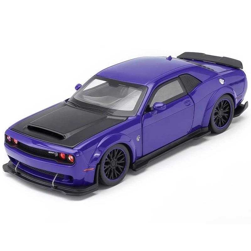 New 1/32 Challenger SRT Hellcat 2024 Alloy Car Model Sound and Light Pull Back Children's Toy Collectibles Birthday Gift