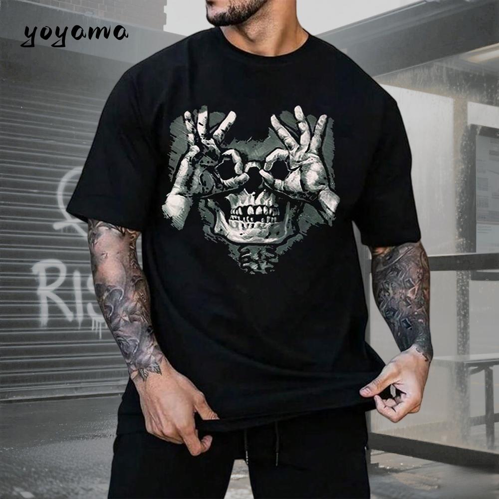 Herren T-Shirt Totenkopf Print T-Shirt Herren Totenkopf Grafik T-Shirts Herren Sommerkleidung Herren T-Shirts Kurzarm T-Shirt Harajuku Herren Kleidung