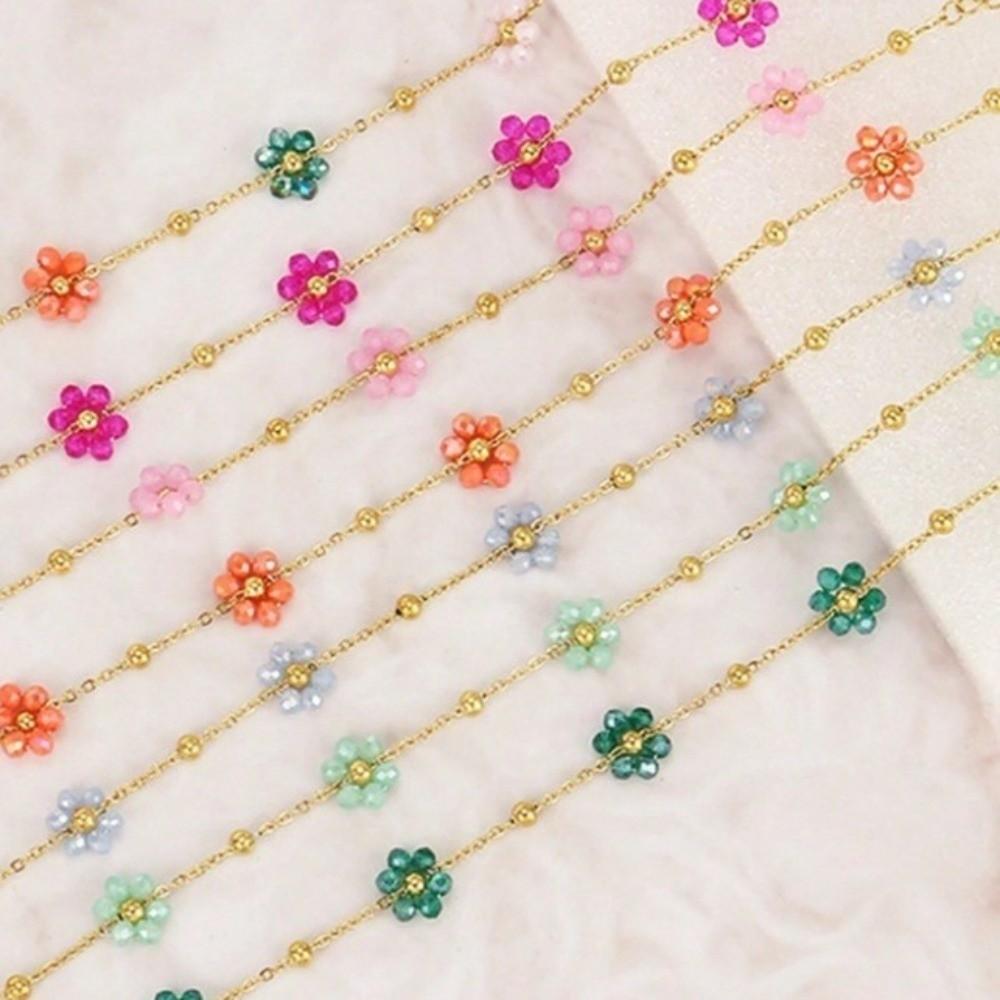 Un Set Nuovo Bracciale con Design di Perline Set di Gioielli Forma di Fiore Set di Gioielli Stile Boemo Collana Colorata con Perline Accessorio di Moda