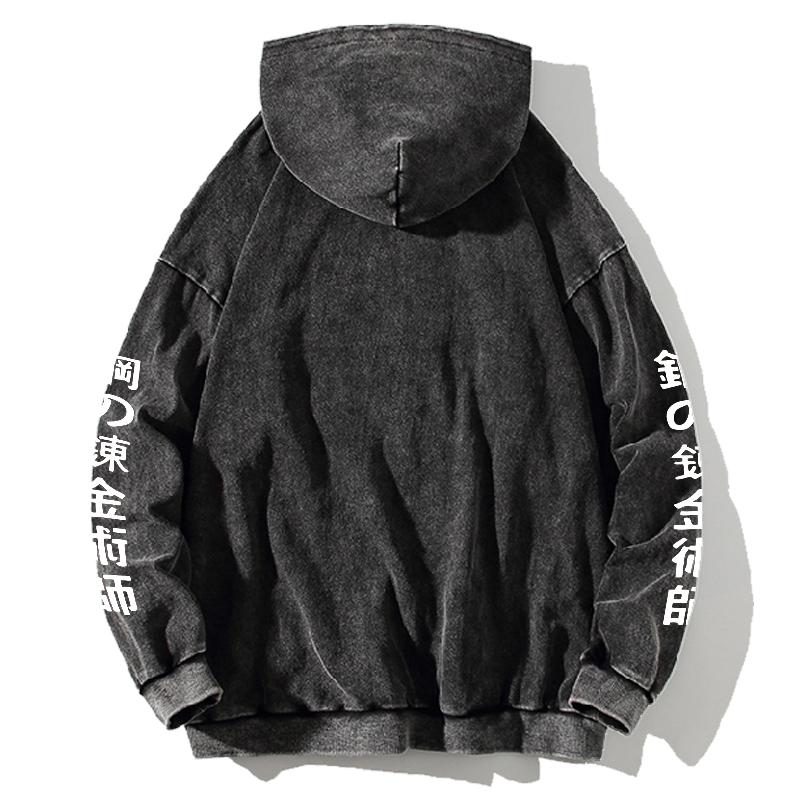 Fullmetal Alchemist Anime Clothing Edward Elric Printed Men Women Washed Cotton Hoodies Oversized Sweatshirt Harajuku Streetwear