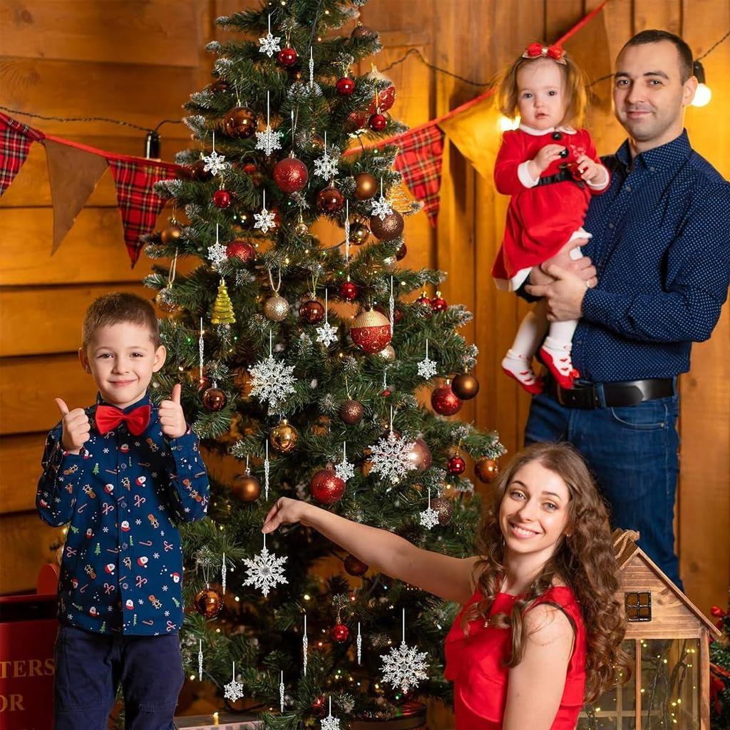 35Pcs Christmas Tree Decoration Items Small Transparent Crystal Acrylic Christmas Decor Snowflake Icicle Hanging Christmas Ornaments