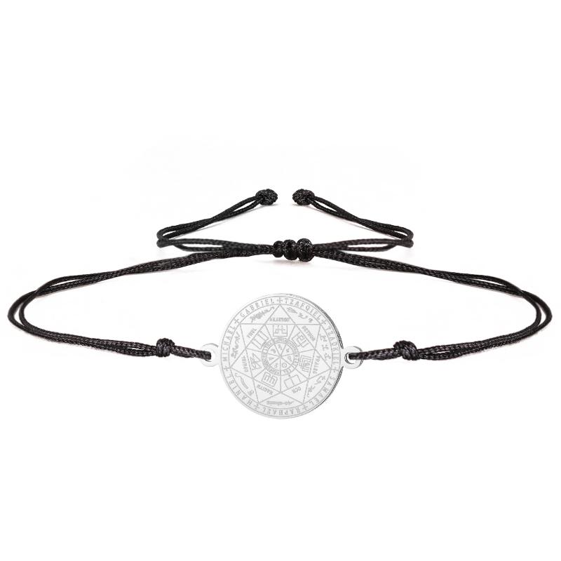 Браслет-цепочка из нержавеющей стали Skyrim Семь Архангелов Женский Мужской Регулируемый Браслет на веревке Амулет Печать Соломона Ювелирное изделие Подарок