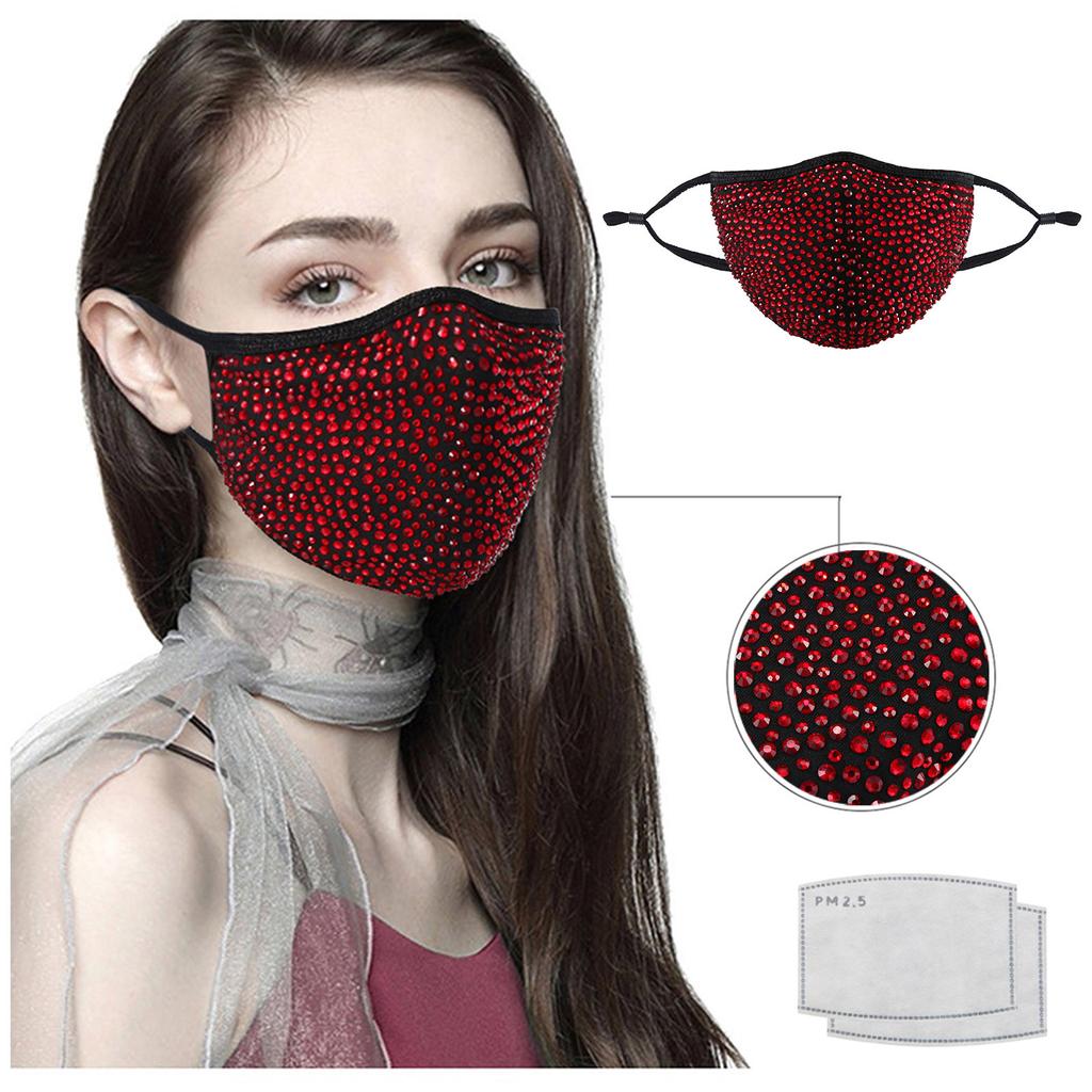 Adult Fashion Reusable Windproof Fog Haze Mask Diamond Mask for Women