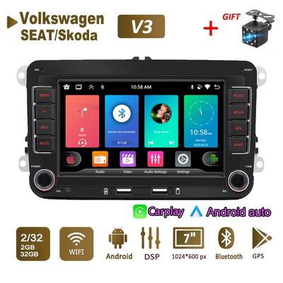 Autórádiós multimédia lejátszó Volkswagen/Volkswagen/Golf/Polo/Tiguan/Passat/b7/b6/SEAT/Leon/Skoda/Octavia 2 Din Android Carplay GPS 2+32GB készülékekhez