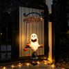 Decorative Metal Bell Ornament Halloween Swing Ghost Doorbell, with Pumpkins Decor, Gothic Style Trick Festive Front Door Hanger or Treat Sign,