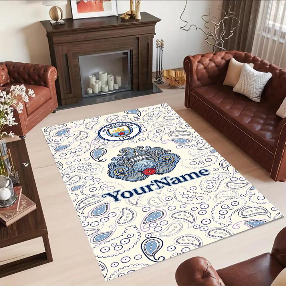 Manchester City 55 Customizable Name Area Rug Design for Decorate room Outdoor Dining Room Entryway Antislip Carpet Office home decor Spiritual Gift