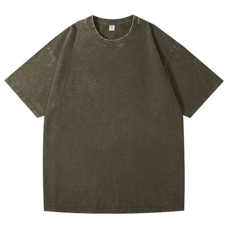 Heavy gram washed old pure cotton short sleeves American retro style men and women with the same summer trendy brand