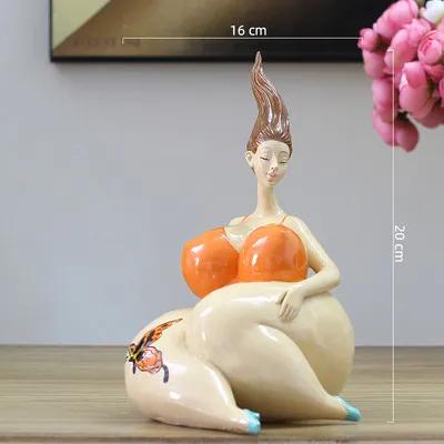 Nordic Plump Beauty Female Figurines Sculpture Ornaments Home Living Room Desk Fat Girl Statue Resin Decoration Accessories