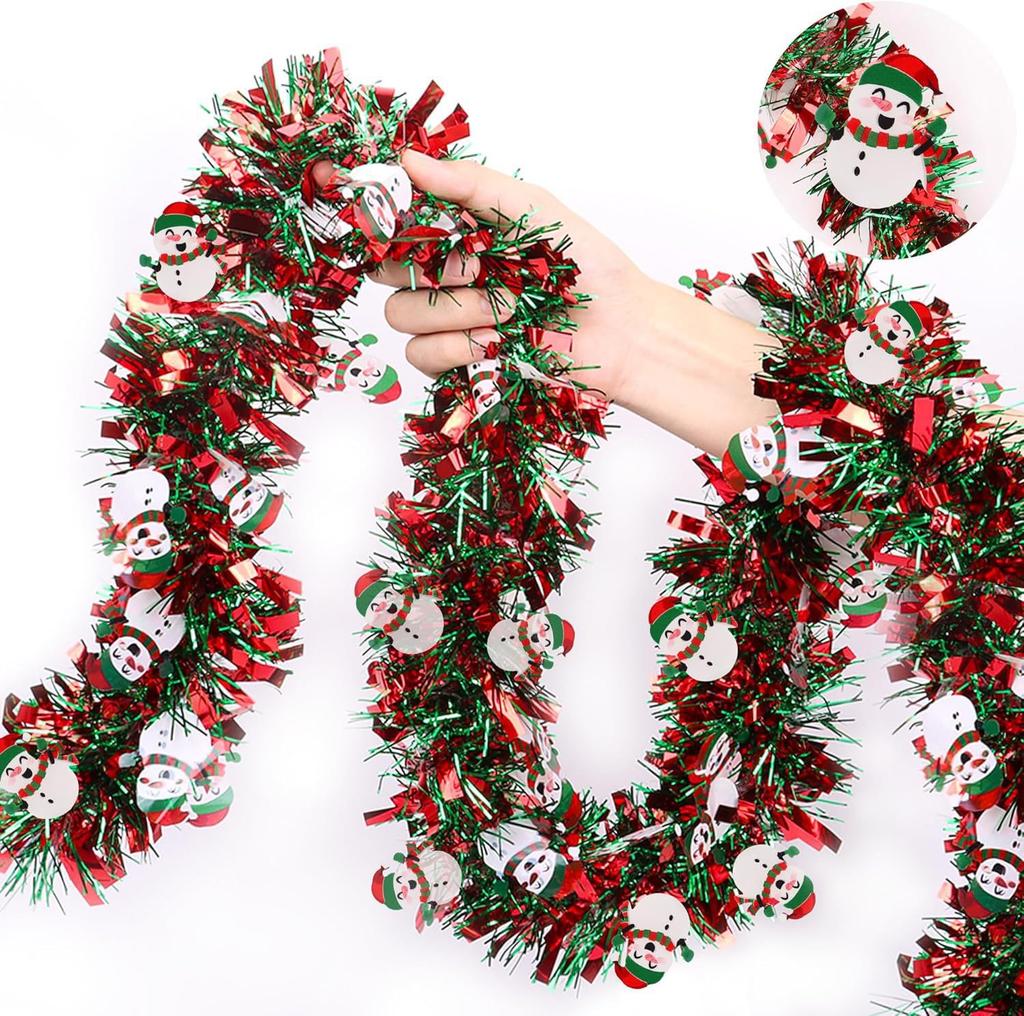 2M Weihnachts-Schneeflocken-Lametta-Girlande Weihnachtsbaumschmuck Weihnachten Metallische Drehgirlande Deckenhänger Neujahrs-Partydeko