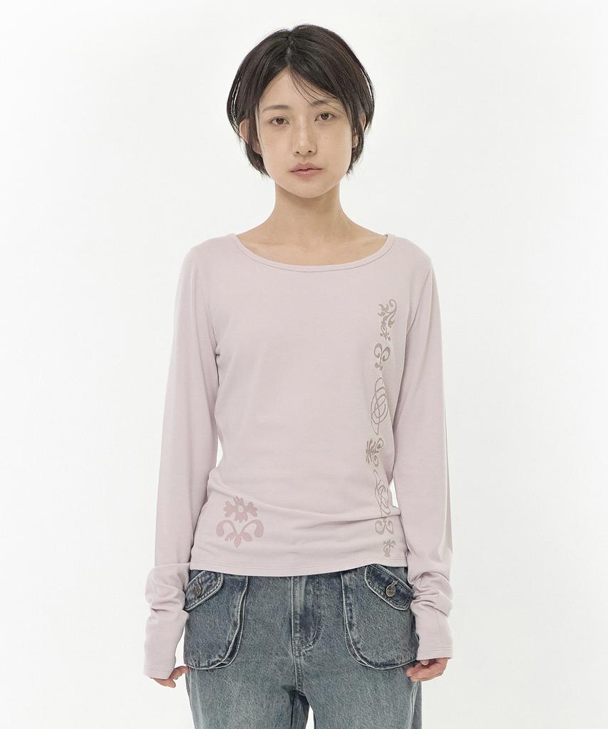 HUG YOUR SKIN Tribal Print Long Sleeve Tee (Pink)