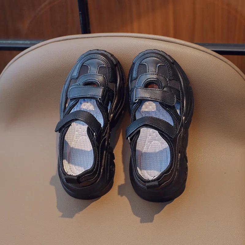 2024 Neue Mädchen Sportschuhe PU Klettverschluss Mode Niedlich Runde Zehenpartie Flach Sommer Atmungsaktiv Jungen Freizeit-Sneaker Dropshipping