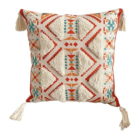 45x45CM všívaný povlak na polštář se střapci Český etnický styl Geometrický zip Bavlněná pohovka Ložnice Dekorace polštář Povlak na polštář