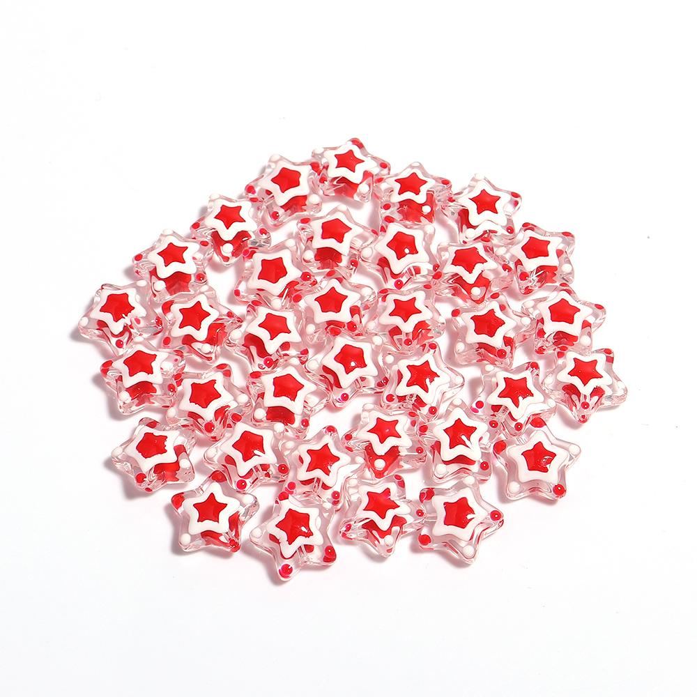 5Pcs Five-pointed Star Glass Beads Dopamine Style Beads Color Hand Painted Spacer Bead DIY Bracelet Jewelry Making Accessories