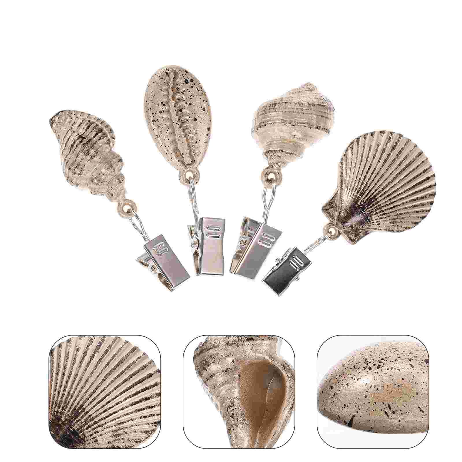

4 шт. шикарные морские ракушки скатерти утяжелители подвесные зажимы для окна многоразовые скатерти утяжелители покрытия компактные декоративные море 7.00X4.00X2.00CM