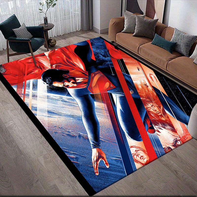 Superman Cape Anti-Slip Rug, Rectangular Carpet for Game Room & Entertainment Space