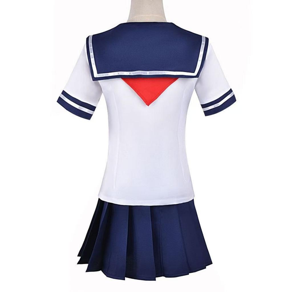 Halloween Party Girl's Navy Blue Sailor Skirt Pantyhose Loli Black Leather Shoes Yandere Simulator Ayano Aishi Cosplay Costume