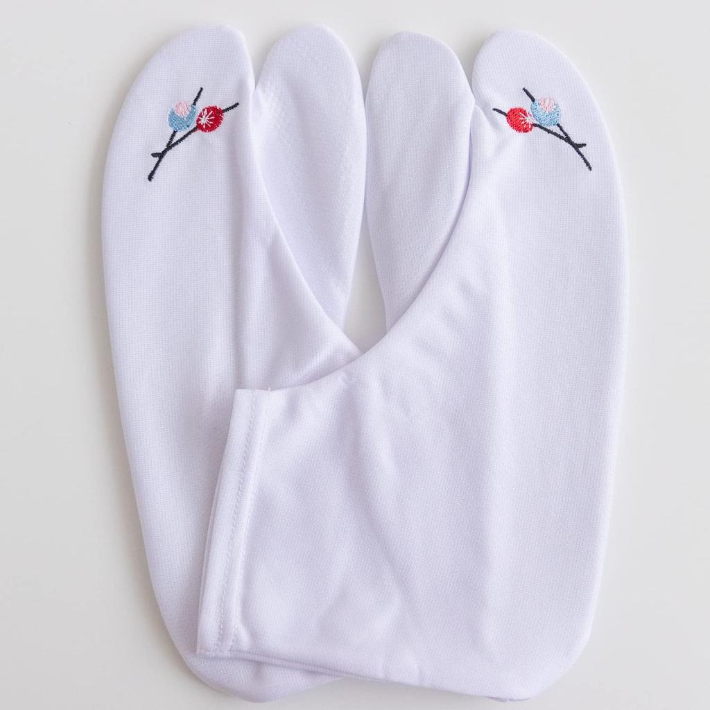 KYOETSU Embroidered Tabi Socks with Japanese Pattern and Tabi Cover Women's Non-Slip (Sizes 21-22cm, E. Kanzashi)