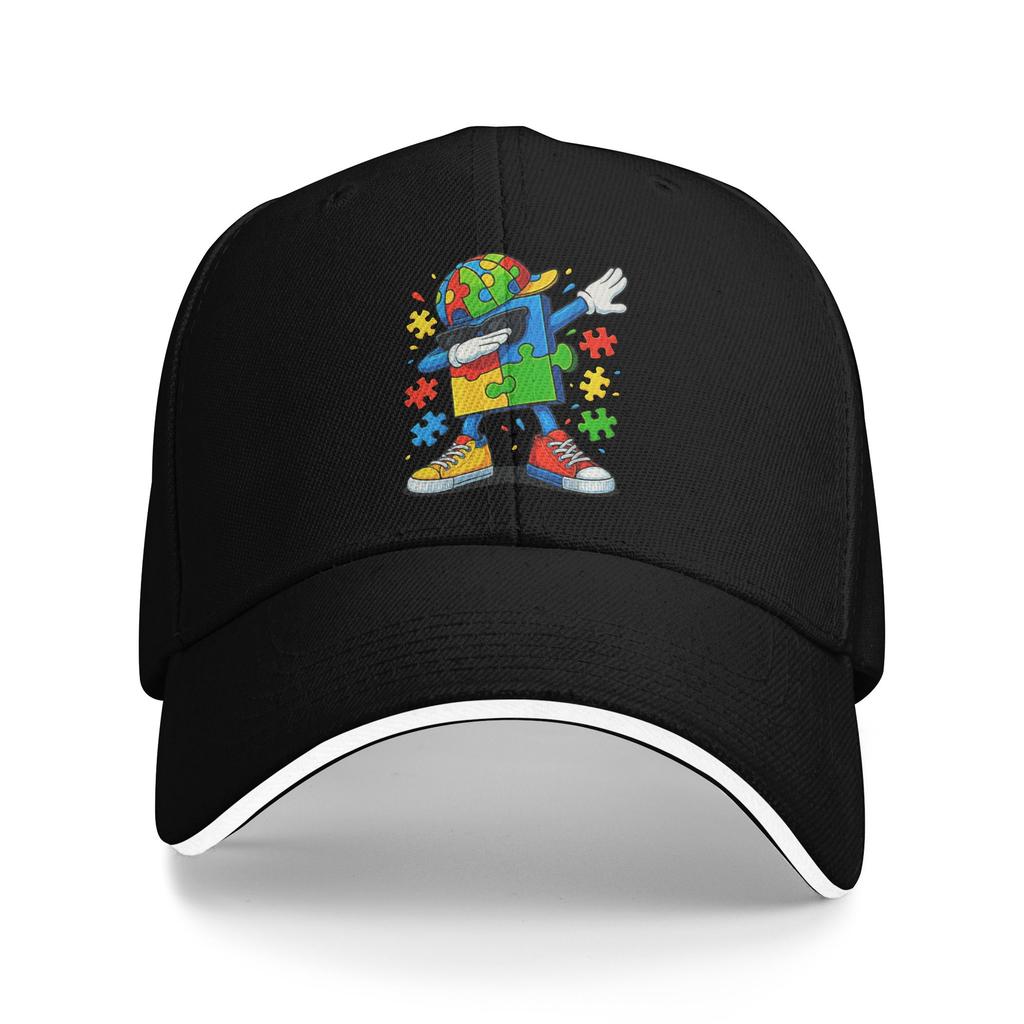 Dabbing Puzzle Autism Awareness Sun Baseball Cap Summer Y2k Cool Trucker Hat For Women Men Outdoor Gym Snapback Cap